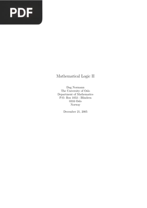 Mathematical Logic II