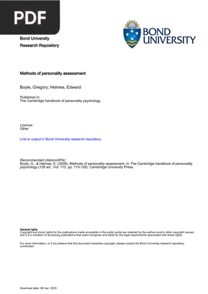 Methods of personality assessment