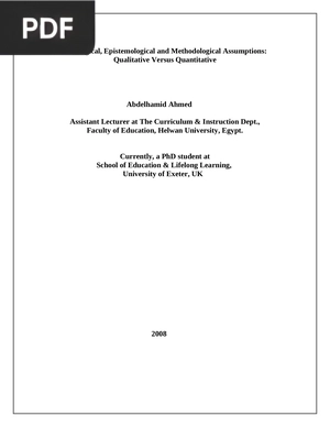 Ontological Epistemological and Methodological Assumptions Qualitative Versus Quantitative