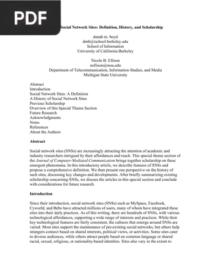 Social Network Sites: Definition, History, and Scholarship