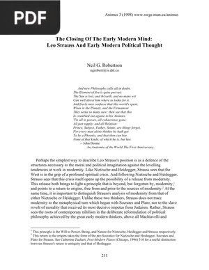The Closing Of The Early Modern Mind Leo Strauss And Early Modern Political Thought