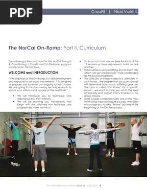 The NorCal On Ramp Part II Curriculum