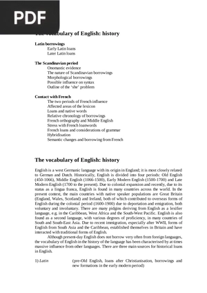 The vocabulary of English: history