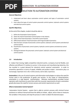 Unit 1 Introduction to Automation System