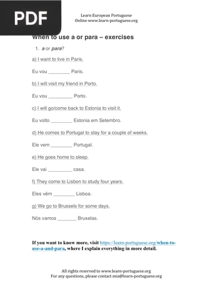 When to use A and Para – Exercises