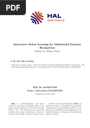 Interactive Robot Learning for Multimodal Emotion Recognition