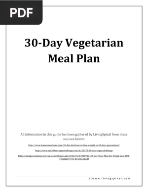 30 Day Vegetarian Meal Plan