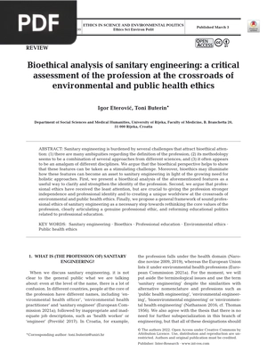 Bioethical analysis of sanitary engineering (Article)