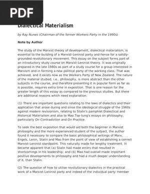 Dialectical Materialism