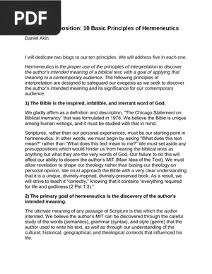Engaging Exposition - 10 Basic Principles of Hermeneutics (Article)