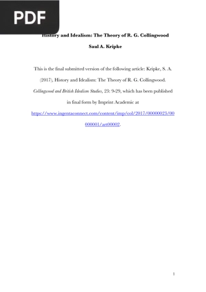 History and Idealism - The Theory of R. G. Collingwood