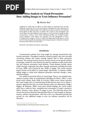 Meta-Analysis on Visual Persuasion Does Adding Images to Texts Influence Persuasion