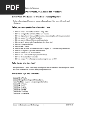 PowerPoint 2016 Basics for Windows