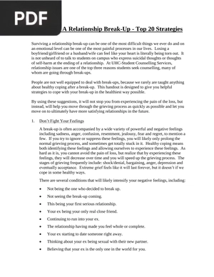 Surviving A Relationship Break-Up - Top 20 Strategies