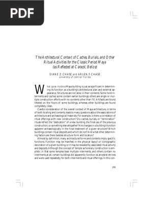 The Architectural Context of Caches Burials and Other Ritual Activities for the Classic Period Maya