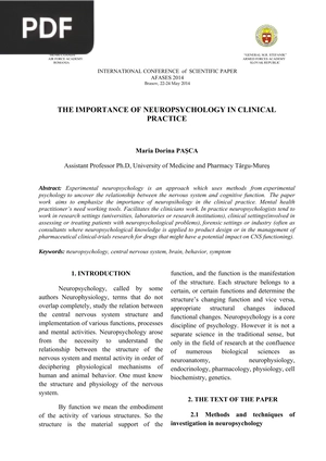 The Importance of Neuropsychology in Clinical Practice (Article)
