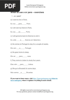 When to use A and Para – Solutions