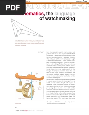 Mathematics, the language of watchmaking