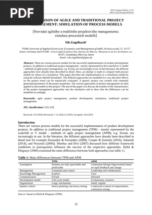 Comparison of agile and traditional project management - simulation of process models