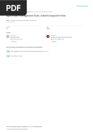 Agile Project Management Tools: A Brief Comprative View (Article)