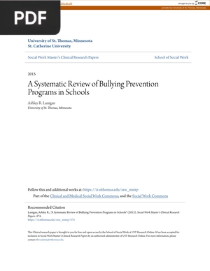 A Systematic Review of Bullying Prevention Programs in Schools
