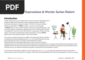Basic Arabic Expressions & Words: Syrian Dialect (Presentation)