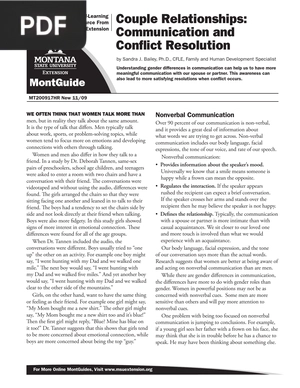 Couple Relationships: Communication and Conflict Resolution
