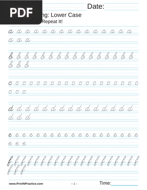 Cursive Writing: Lower Case
