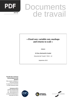 Fixed Cost Variable Cost Markups and Returns to Scale
