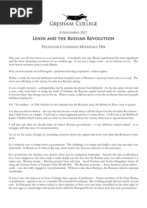 Lenin and the Russian Revolution