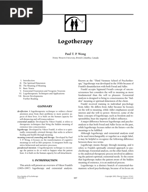 Logotherapy (Article)