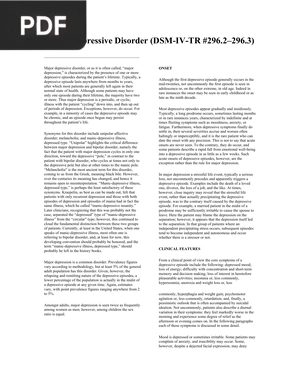 Major Depressive Disorder (Article)