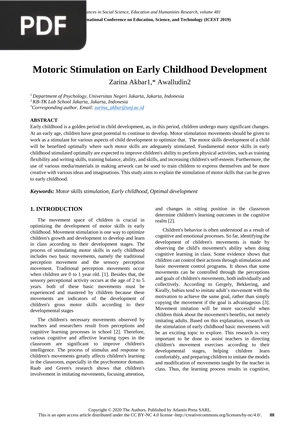 Motoric Stimulation on Early Childhood Development (Article)
