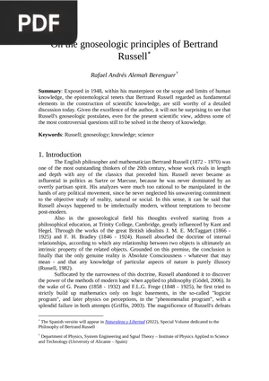 On the gnoseologic principles of Bertrand Russell