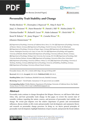 Personality Trait Stability and Change