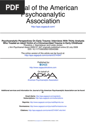 Psychoanalytic Perspectives On Early Trauma