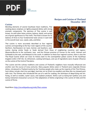 Recipes and Cuisine of Thailand