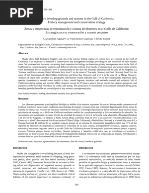 Shark Breeding Grounds and Seasons in the Gulf of California Fishery Management and Conservation Strategy