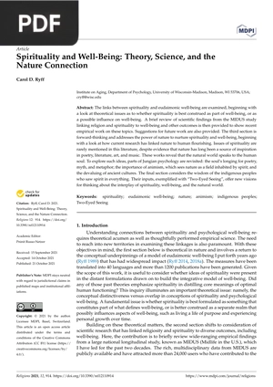 Spirituality and Well-Being - Theory, Science, and the Nature Connection
