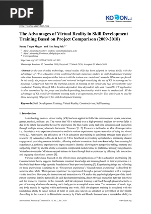 The Advantages of Virtual Reality in Skill Development - Training Based on Project Comparison (2009-2018)