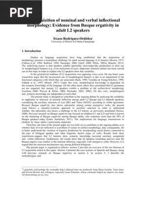 The acquisition of nominal and verbal inflectional morphology: Evidence from Basque ergativity in adult L2 speakers