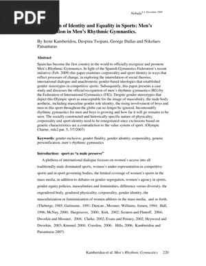 A Question of Identity and Equality in Sports Mens Participation in Mens Rhythmic Gymnastics
