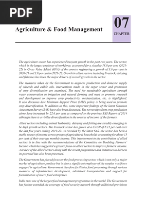 Agriculture and Food Management