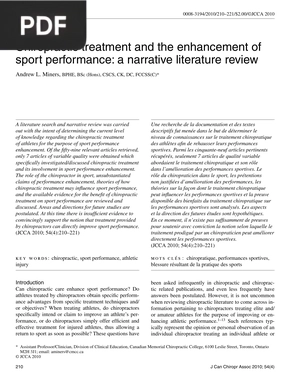 Chiropractic treatment and the enhancement of sport performance - a narrative literature review