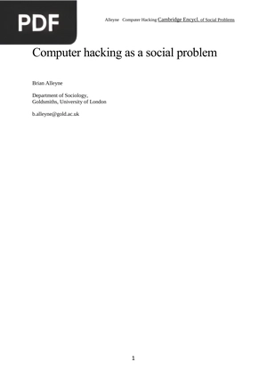 Computer hacking as a social problem