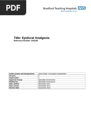 Epidural Analgesia