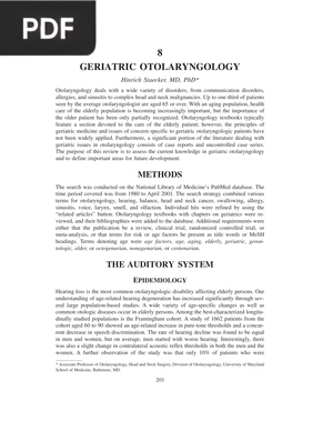 Geriatric Otolaryngology
