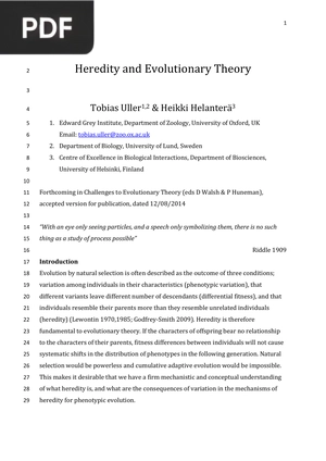 Heredity and Evolutionary Theory