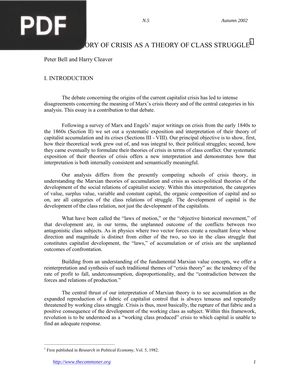 Marx's theory of crisis as a theory of class struggle