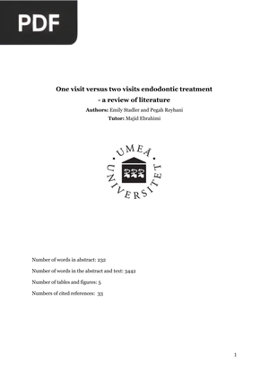 One Visit Versus Two Visits Endodontic Treatment